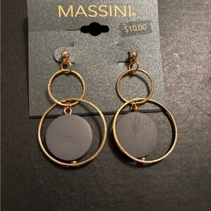 Massini Gold and Gray Geometric Drop Earrings